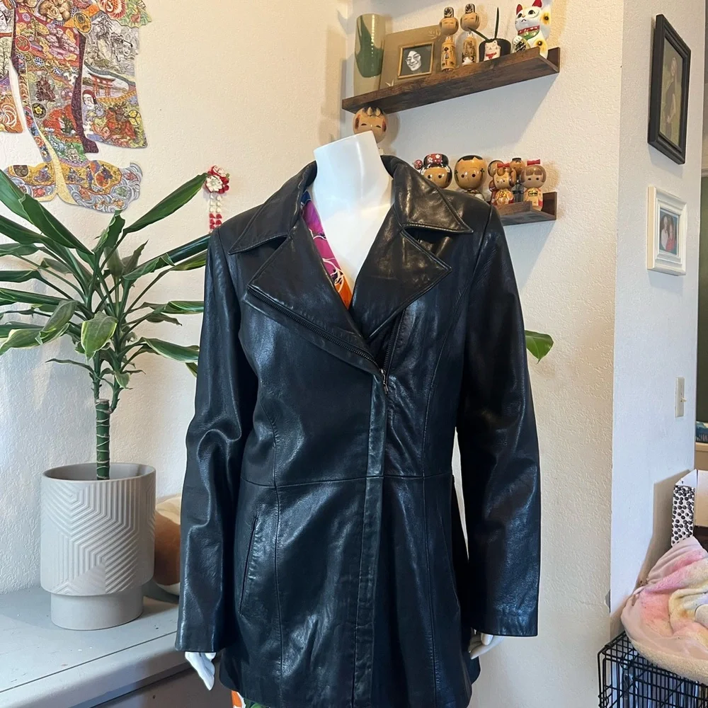 Jones New York Black Leather Women's Jacket - Picture 2 of 12